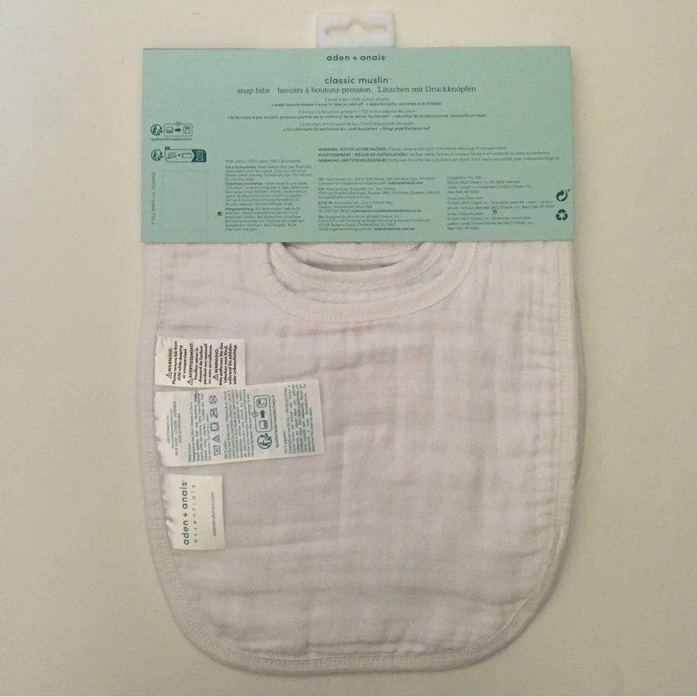 Snap Bibs 100% Cotton Muslin Floral Prints Set of 3 NEW | aden + anais